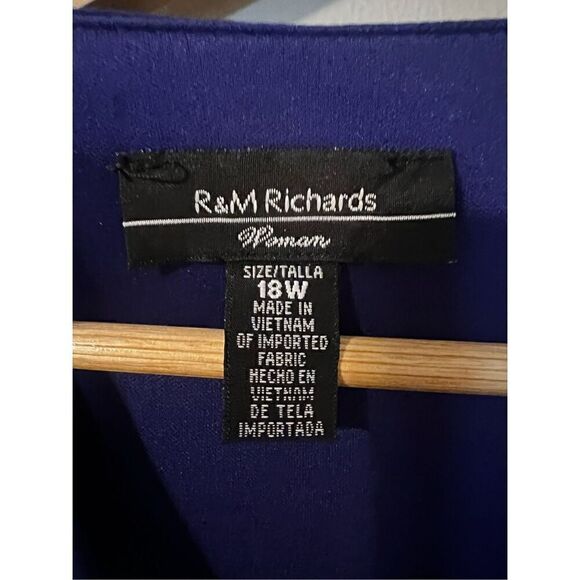 R&M Richards Women’s Plus Size 18 Short Sleeve Faux Wrap Cascade Dress Blue - Picture 14 of 15